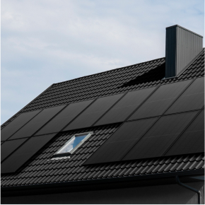 black stylish solar panels from Trina Solar installed on a residential rooftop